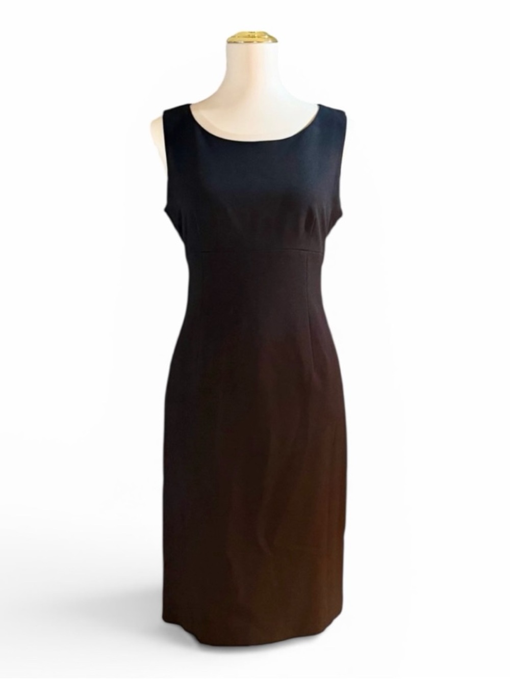 Vintage Kasper Black Sheath Dress 90s Minimalist Sleeveless LBD Career Sz 6